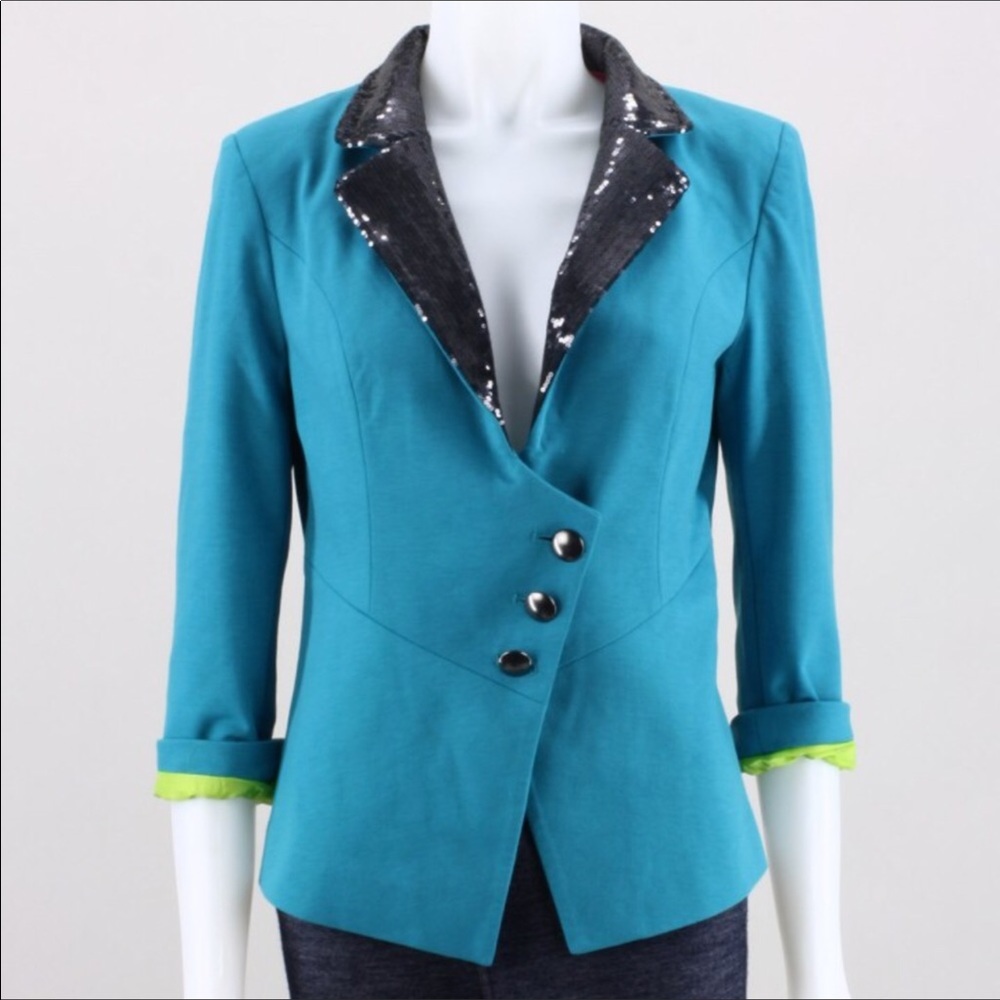 Iron fist star struck turquoise sequin blazer